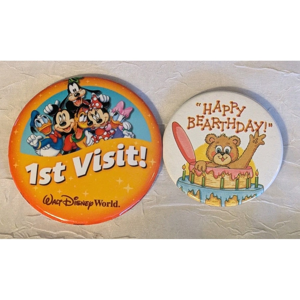 21 Pinbacks Novelty Disney World 1st Visit Veteran For McCain Buttons Badges Vtg - Picture 3 of 11